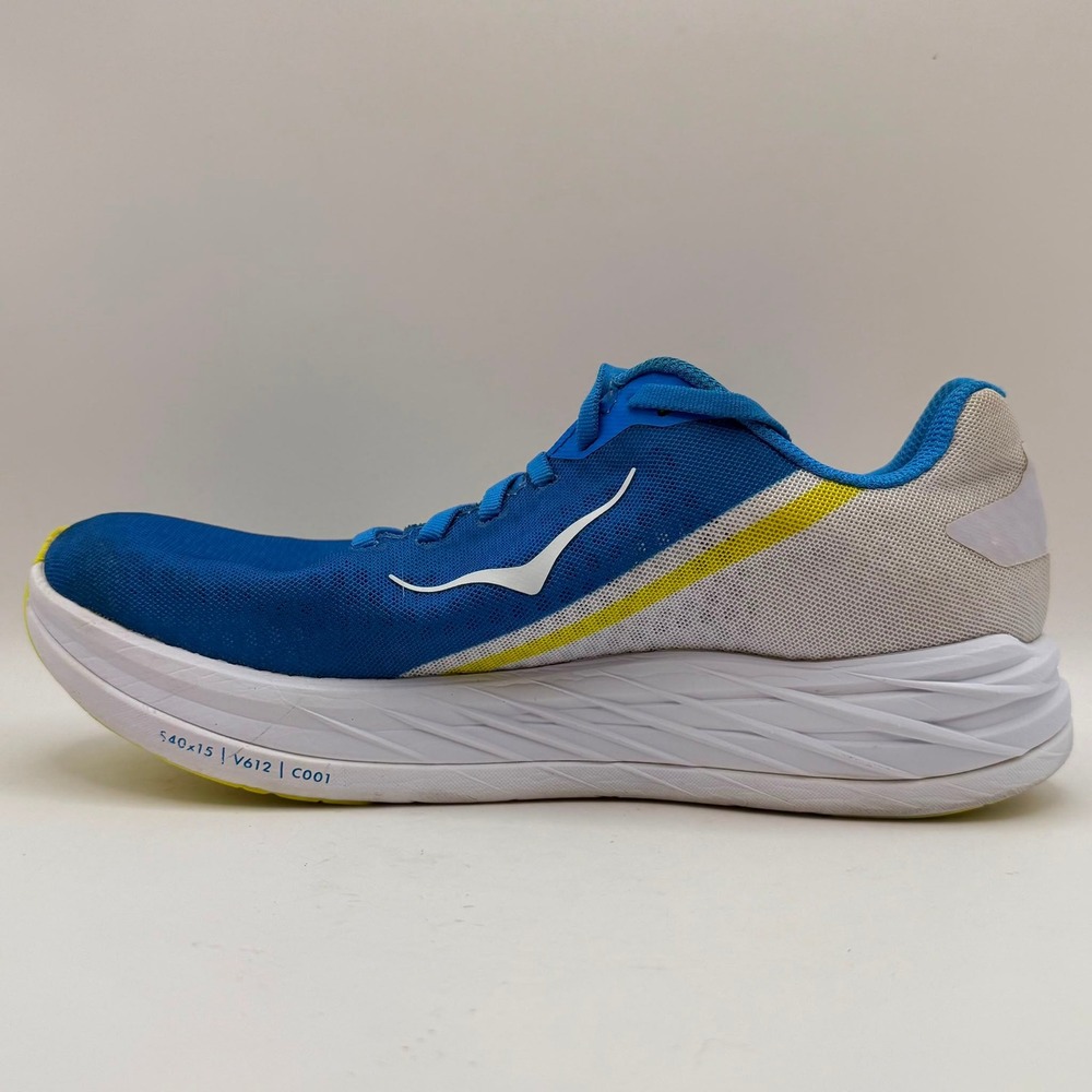 HOKA  Rocket X Men's Size 8 Blue Yellow White Carbon Plate Running Shoes - Picture 3 of 6